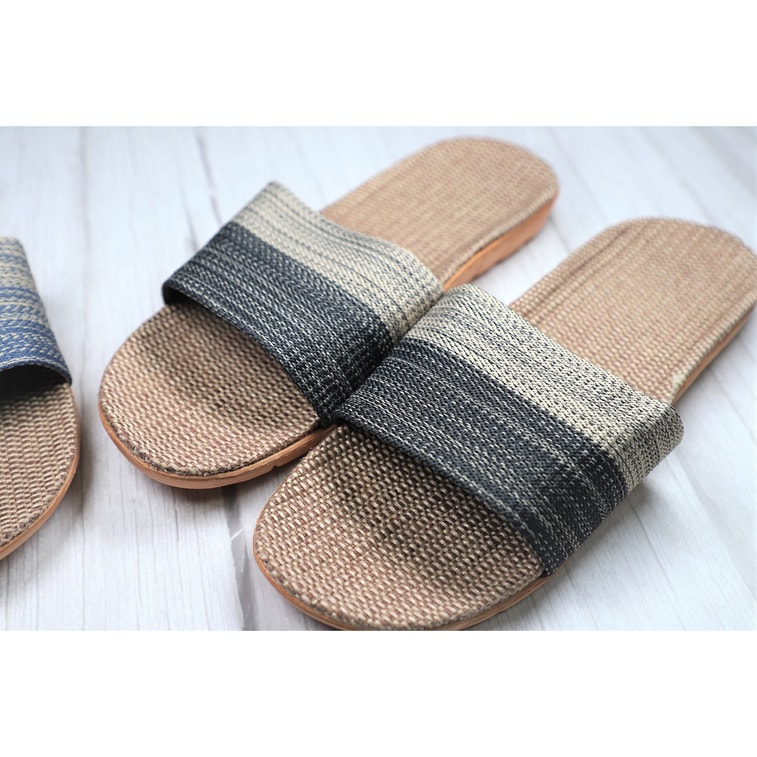 GINKGOHOME 日式榻榻米室內亞麻防滑拖鞋 黑色 (40-41 US 9-10) 5