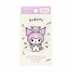 Pansements d'urgence Kuromi 18 pièces 【Mignon Dessin Animé】【Doux pour la Peau】