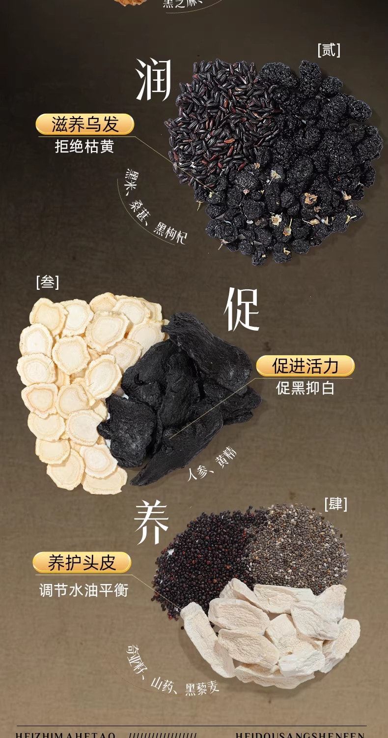 【中国直邮】 北京同仁堂 黑芝麻核桃桑葚粉 五黑正品养发生发营养代餐食品500g/罐