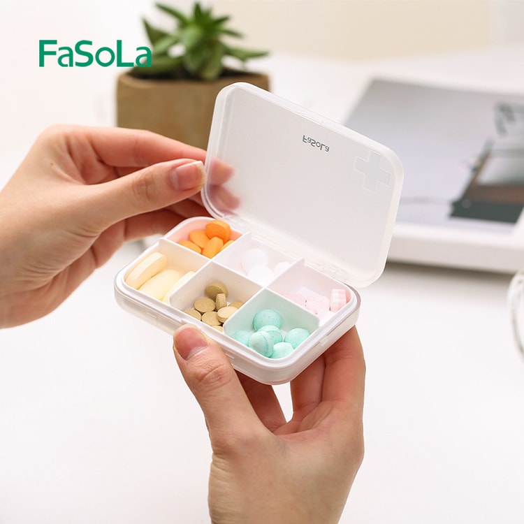 1pc 4-compartment Portable Sealed Pill Box, Moisture-proof