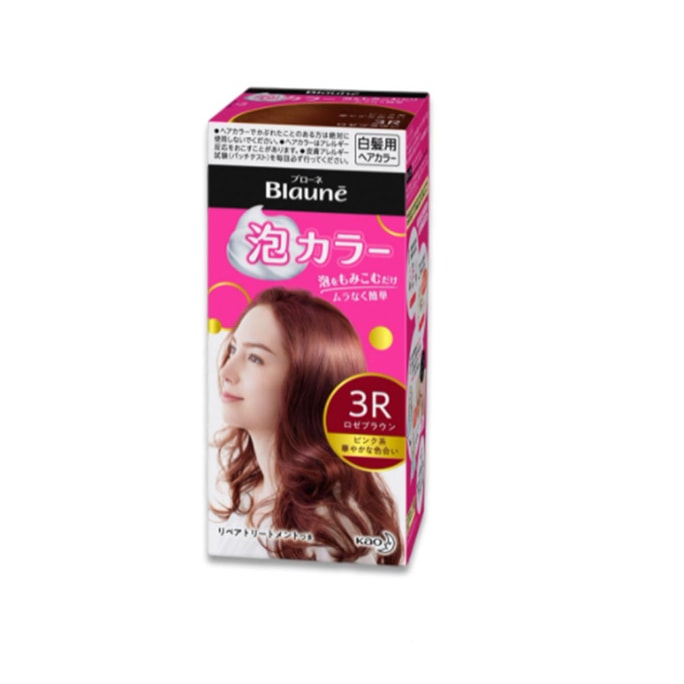 KAO Blaune Pure Phyto Foam Hair Dye Covers Gray Hair #3R