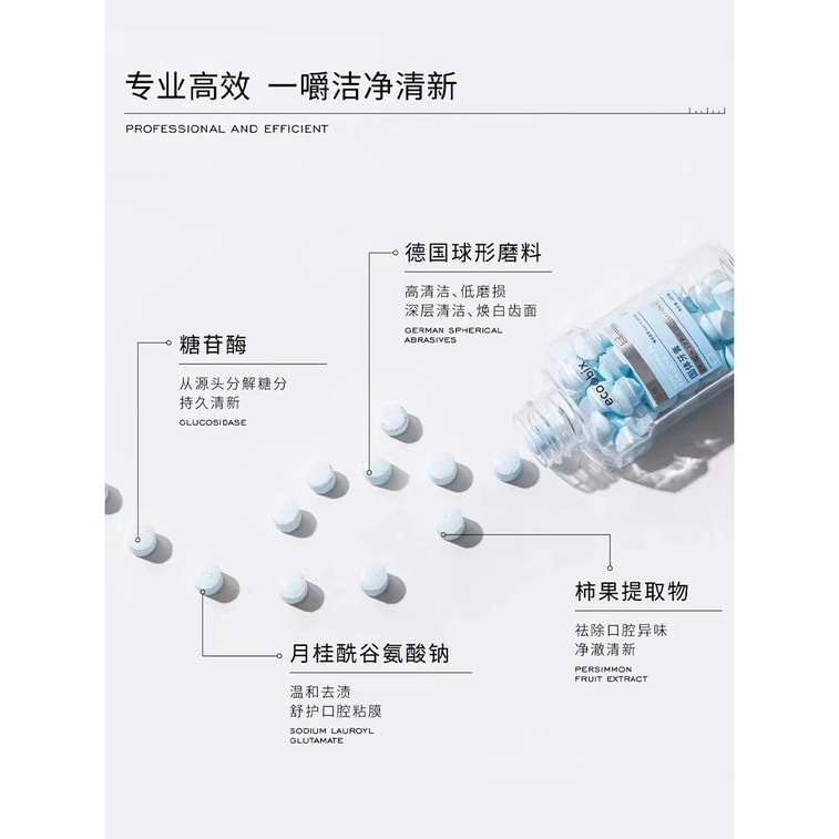 【中国直邮】 白惜 固体牙膏洁牙片粒咀嚼片口嚼便携式清新口气清洁   薄荷45粒/瓶 4