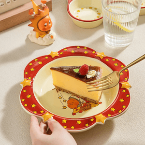 川岛屋 星星人盘子 陶瓷餐具 可爱餐盘早餐甜品盘 许愿盘 8.5"
