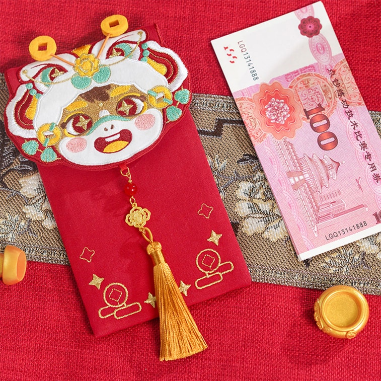 【中国直送】HSPM 馬年刺繍生地 赤い封筒 クリエイティブ中国風 10,000元 赤い封筒 新年の挨拶やお年玉に かわいい馬のデザイン 1枚 8