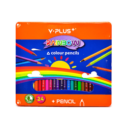 Rainbow Color Pencils 24 Colors Tin Case Wiplus  