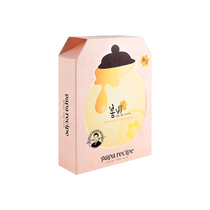 韓國PAPA RECIPE春雨 24K黃金玫瑰蜂王漿蜂蜜面膜 雙重補水 奢養潤燥 粉春雨 10片入