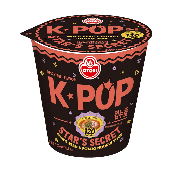 韓國OTTOGI / OTOKI不倒翁 K-POP STAR'S SECRET明星的秘密 低卡牛肉拉麵 辣味 37.8g 【非油炸綠豆土豆泡麵】【每份120Kcal】