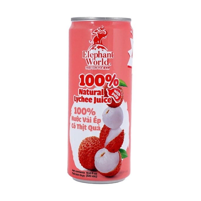 100% Natural Lychee Juice With pulp,10.8 fl oz【No Added Sugar 0 Fat】