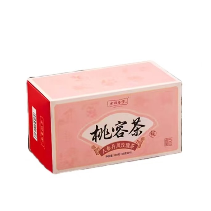【中国直邮】 方回春堂 桃容茶 人参丹凤玫瑰茶 生茶汤 10g*14袋 140g*1盒