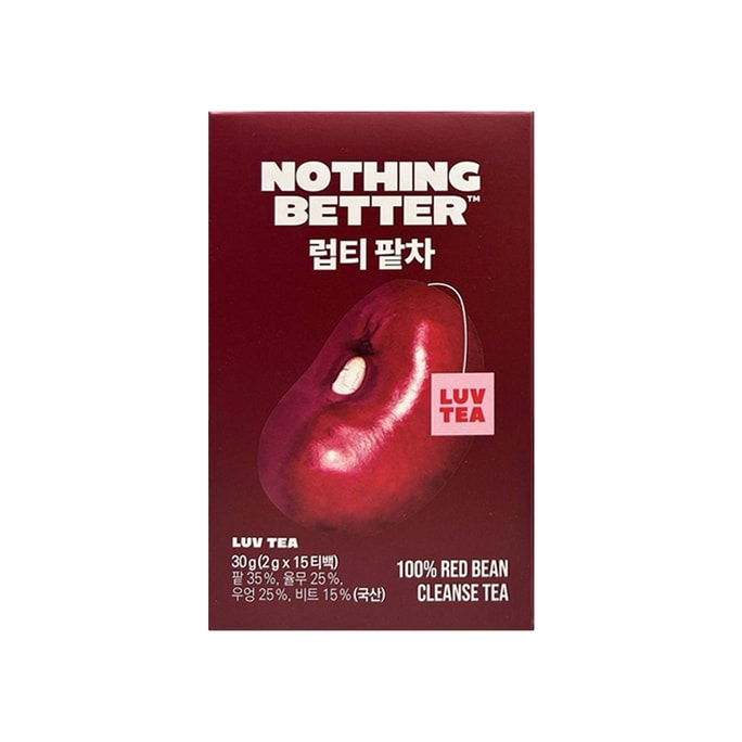LUV TEA 팥차, 팥, 율무, 우엉, 비트 블렌드, 무설탕, 뜨겁게 & 차갑게 우려 마시는 티백, 15개입 (30g/1.06 Oz)