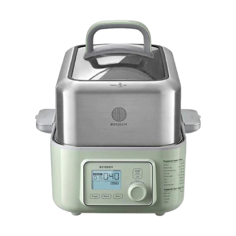 【$40 off with coupon】Electric Food Steamer Light Green 5.3QT/5L Stew Pots Not Included Multi - functional 3