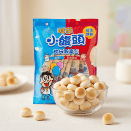 台湾旺旺 旺仔小馒头 欢乐双享包 原味+乳酸菌味 390g【童年回忆】