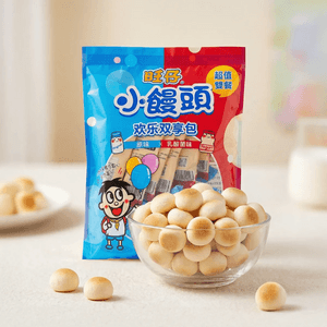 台湾旺旺 旺仔小馒头 欢乐双享包 原味+乳酸菌味 390g【童年回忆】