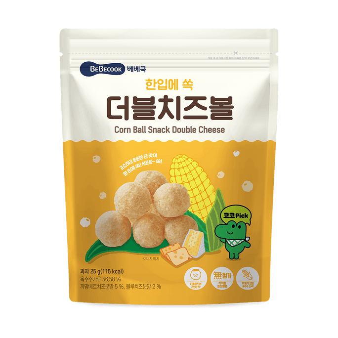 콘볼, 더블 치즈, 0.88 oz【무첨가 베이비 스낵】