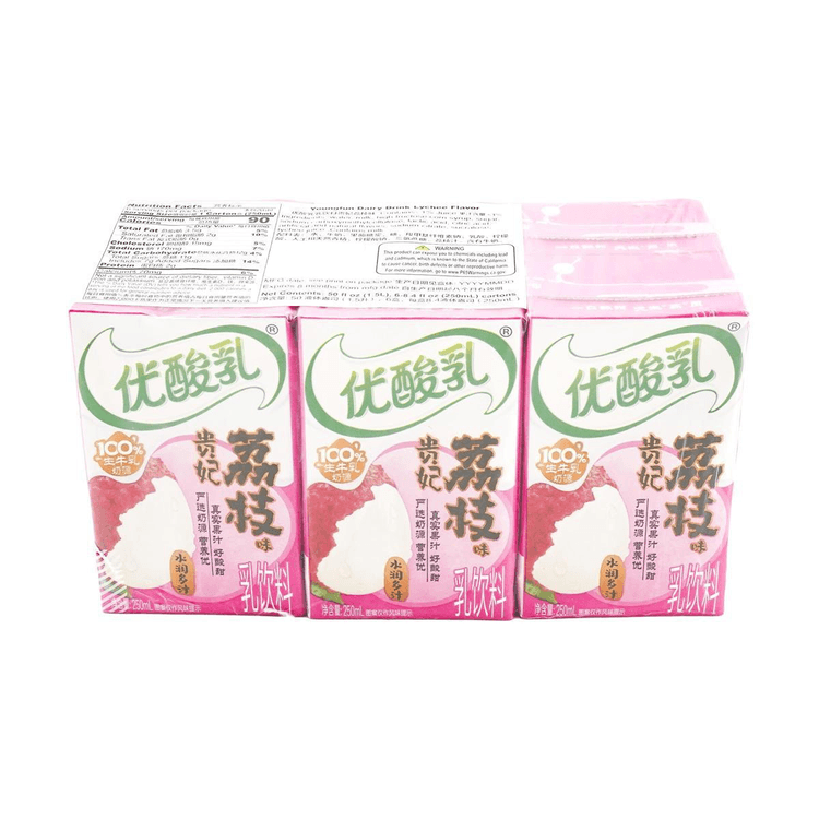 Yili Group Youngfun Dairy Drink,Royal Lychee Flavor,8.45 fl oz*6