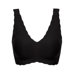ubras Women's Wireless Deep-V Wavy-Edge Vest Bra. Free Size Fixed Pad  Black