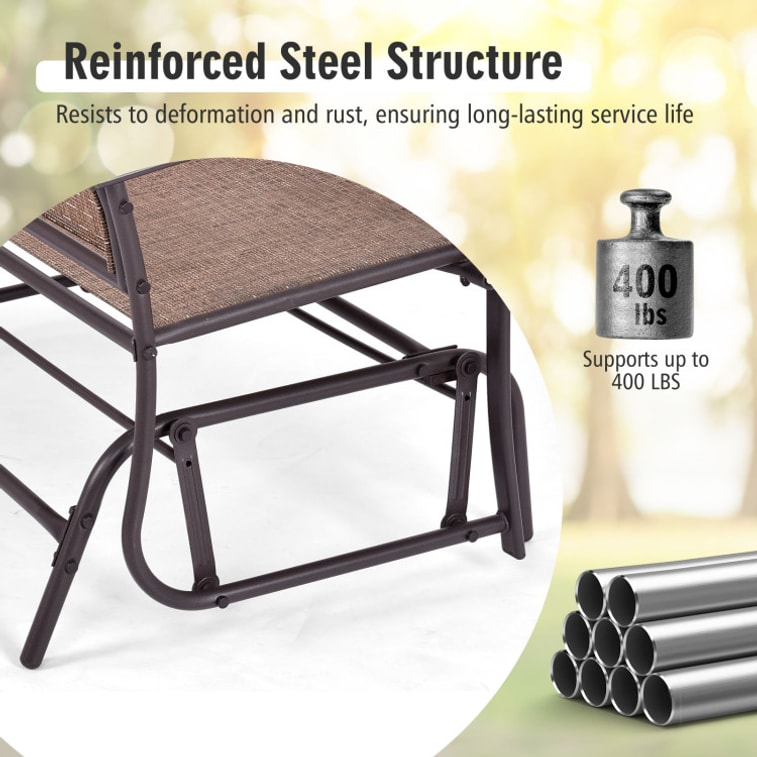 41.3 Outdoor Iron Patio Rocking Chair For Backyard And Lawn 5