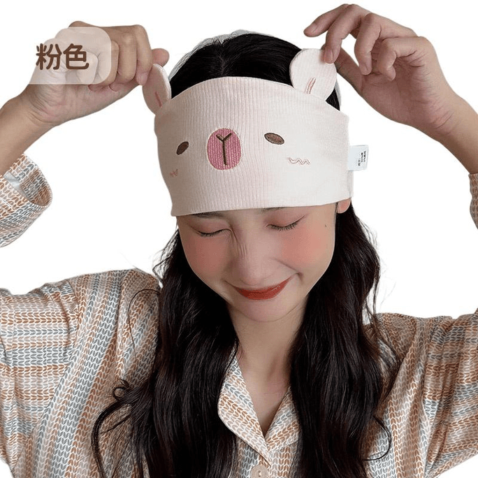 【中国直邮】婧麒月子帽产后纯棉孕产妇头巾防风产后用品粉色发带头围55*61*1件