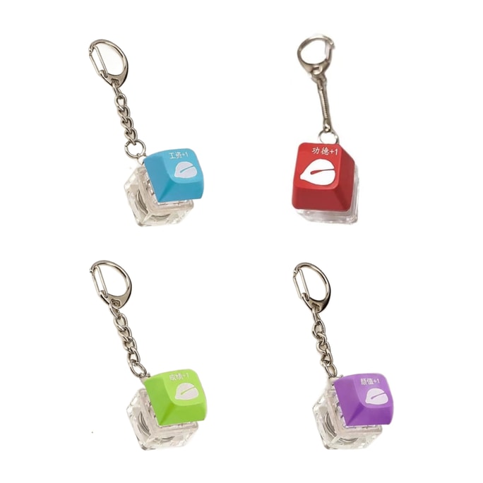 Keycap Keychain Glowing Backpack Pendant Wooden Fish Stress Relief Key 4Pc