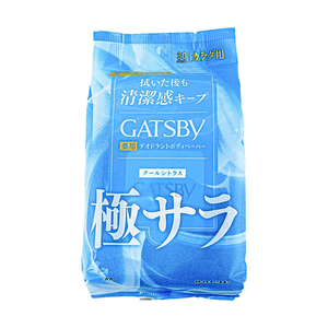 日本MANDOM曼丹 GATSBY杰士派 清爽止汗身体湿巾 冷感柑橘 大容量 30枚 粉末配方干爽持久