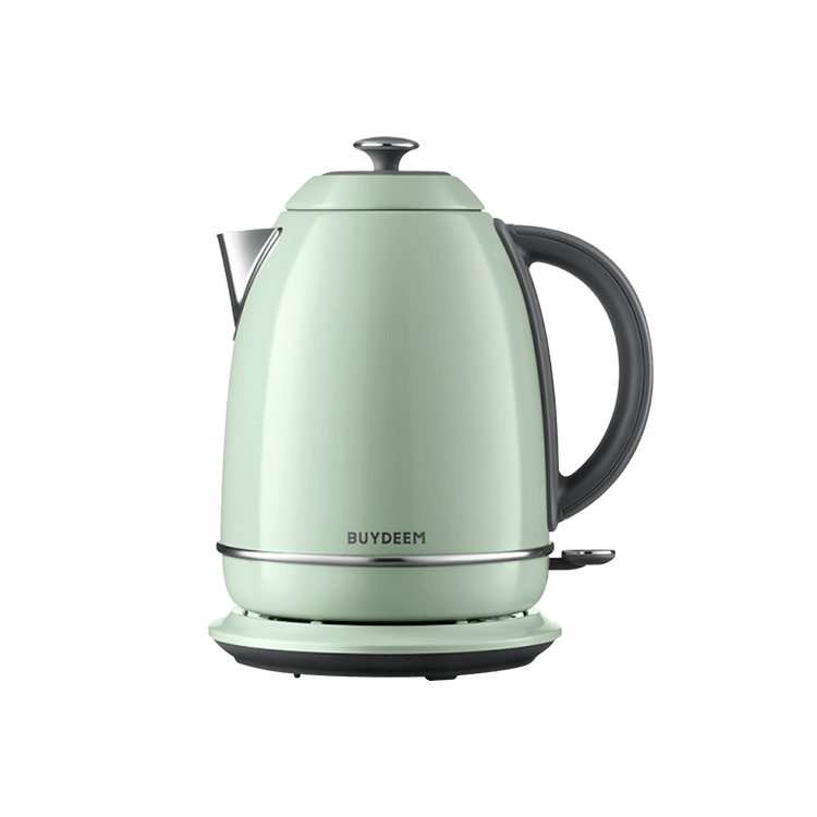 Buydeem 1.7L Stainless Steel Electric Kettle, Auto Shut-Off and Boil Dry Protection, Retro Silver