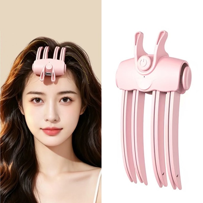 Electric heating hair volumizing clip, charging high crown root hair clip, invisible hair clip for forehead, lazy voluminous bangs clip, cherry blossom pink, 1 piece