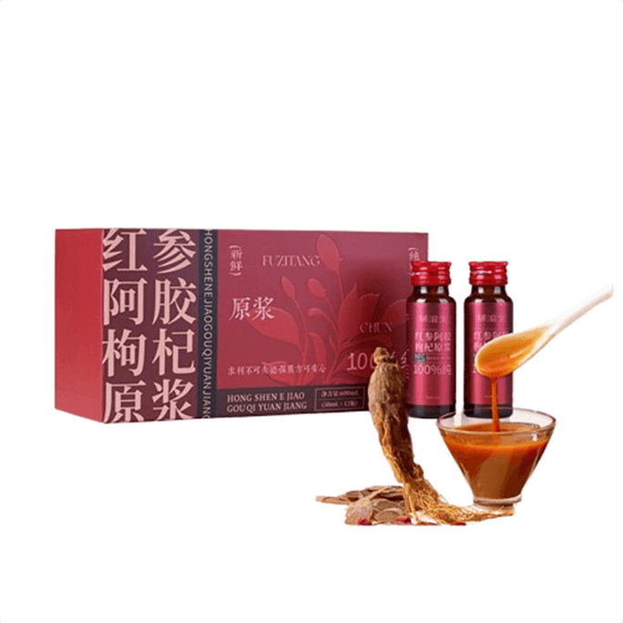 Red ginseng, Ejiao, wolfberry puree, female conditioning, qi and blood nourishing, aunt quasi-dosage, 50ml*12 bottles/box