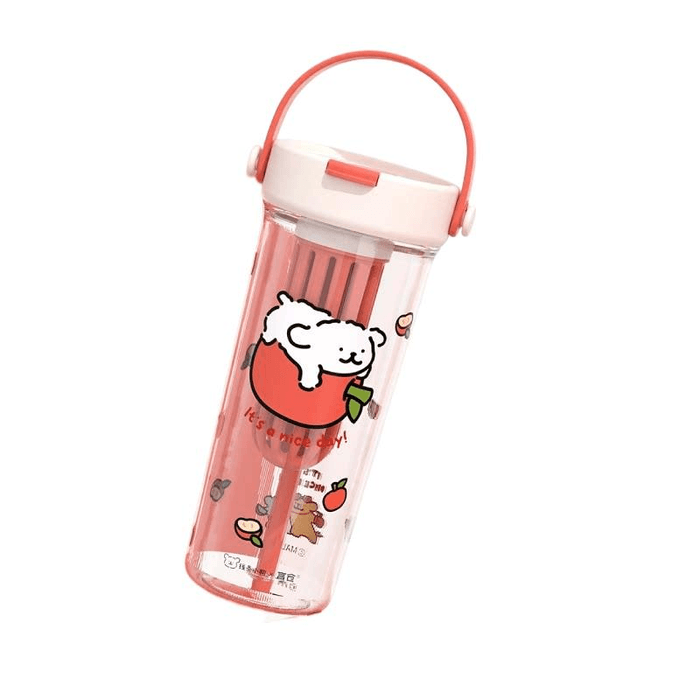 Line Puppy Plastic Tea Separation Portable High Beauty Red Apple Carrying Cup 600ml