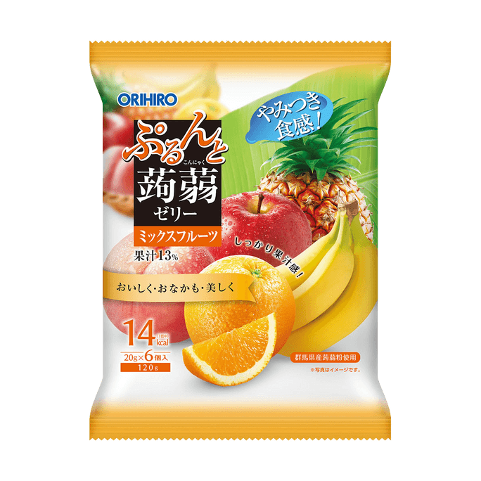 Mixed Fruit Flavor Konjac Jelly Snacks  Low Fat Low Calorie  0.7 oz - Pack of 6