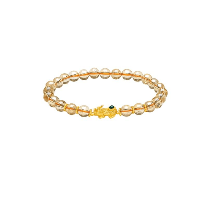 [중국 직배송] 주유복 황색 수정 픽시우 팔찌, 새로운 중국풍 여성 복주머니, 세련되고 심플한 디자인, 여신의 날 선물, 17cm * 1개