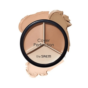 韩国THE SAEM得鲜 三色遮瑕膏 完美遮瑕三效盘遮瑕膏 #02 Contour Beige 修轮廓阴影鼻影 提亮高光 21~23号色推荐