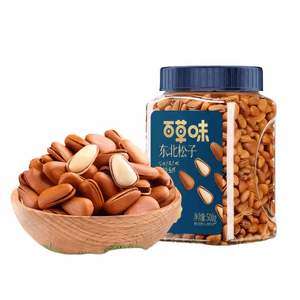 [중국 직배송] 바이차오웨이 동북 잣, 굵은 입자, 손으로 껍질을 벗긴 건과일, 스낵, 500g*1캔