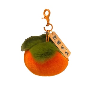 Mini Cute Otter Rabbit Fur persimmon Car Keychain Pendant Trendy Plush Ball Backpack Bag Decoration Gift 1pc