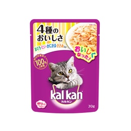 Mars KAL KAN 4-Variety Cat Food (Tuna Sea Bream Imitation Crab, Chicken) 70 g