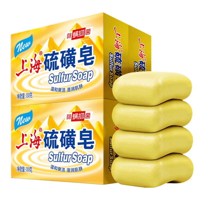 Sulfur soap antibacterial and mite-removing skincare 130g*4 pieces