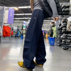 [중국 직배송] HSPM 여성용 아메리칸 스타일 플리스 안감 카고 팬츠, 신상, 트렌디하고 스타일리시한 와이드 레그 두꺼운 스포츠 팬츠, 네이비 블루, 사이즈 S