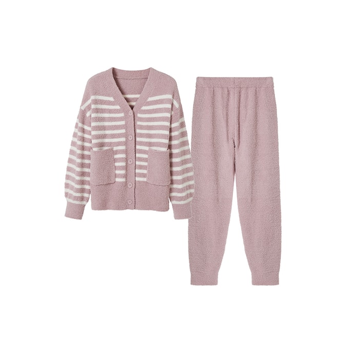 ubras Mousse Stripe Lounge Wear Set Pajamas Pink S