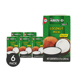 Coconut Milk 8.5 fl oz *6【6 Packs】【Pure Natural 0 Sugar】 【For DIY Drinks/Thai Cooking/Sago Dessert】