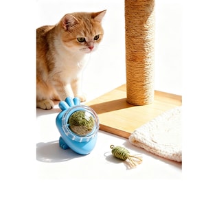 Catnip Ball 360° Rotatable Wall-sticking Edible Teething Cat Toy Galls Self-Entertainment Boredom-relieving Toy for Pets Catnip for Gnawing Cat-entertaining Magic Tool 1/bag