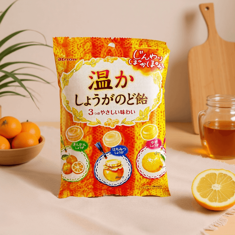 ATRION Ginger Throat Lozenges, Kumquat + Honey + Yuzu Flavor,3.52