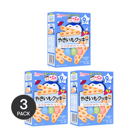 【Value Pack】Japan Baby Toddler Food Calcium Teether Cracker Cookies, Sweet Potato, 9mo+ *3