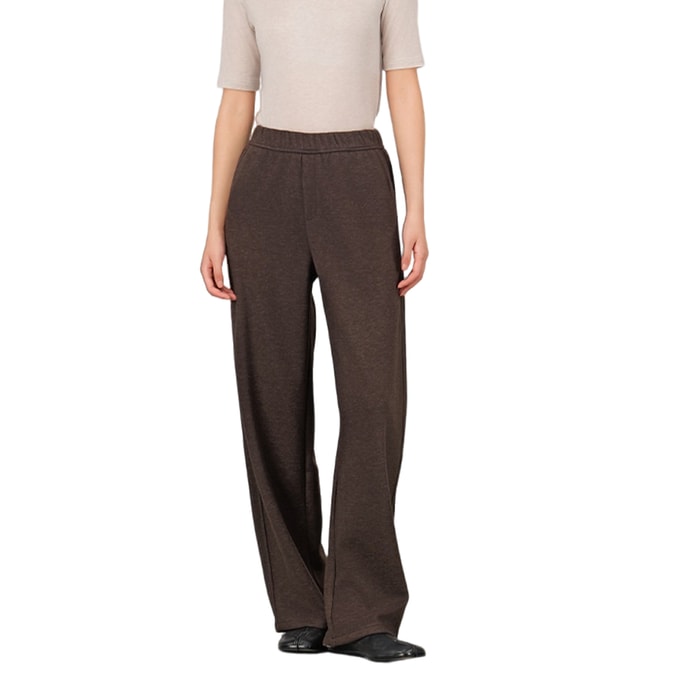 Women's Straight-Leg Wool Heated Tapered Pants Autumn Winter High-Waisted Loose-Fit Slimming Casual Pants Fleece-Lined Coffee Brown Ankle-Length Version Fleece-Lined M