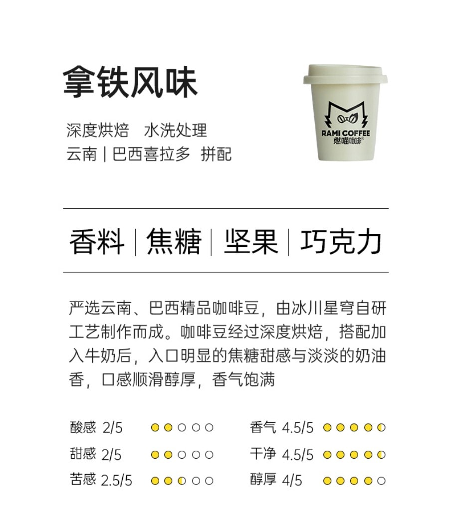 燃喵 冷萃冻干即溶纯黑咖啡 美式 拿铁 黑糖 组合装风味 中度烘焙 18颗装 36g【低温慢萃 冻干锁鲜】