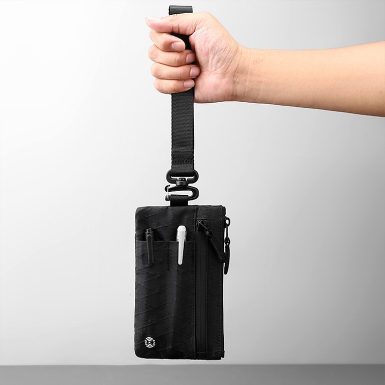 【中国直邮】 HSPM 新款rfid零钱包手机包防盗刷卡包x-pac大号旅行手包钥匙包 黑色 F 1个 8