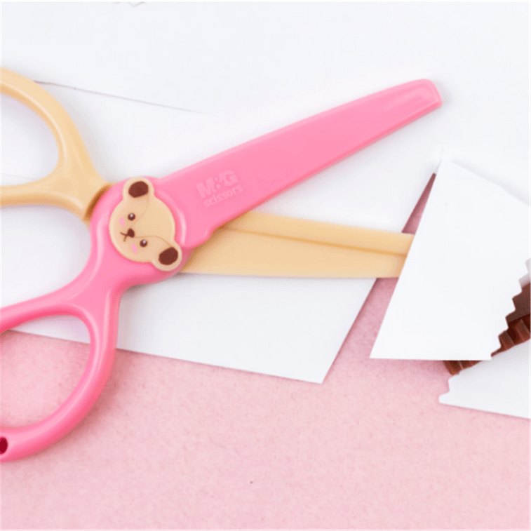 改款淘汰[中国直邮]晨光M&G泰迪熊花边剪刀 儿童手工课 剪纸剪刀 125mm QSS91476 2个装 4