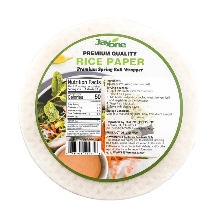 Rice Paper - Premium Spring Roll Wrapper, 8.7 in, 8.81 oz【Gluten Free, GMO Free】 8