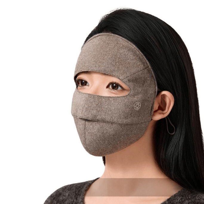 【中国直邮】 夏秦 真丝防晒面罩防紫外线蓝光遮阳桑蚕丝 冬季保暖沉香咖 25.5*7cm