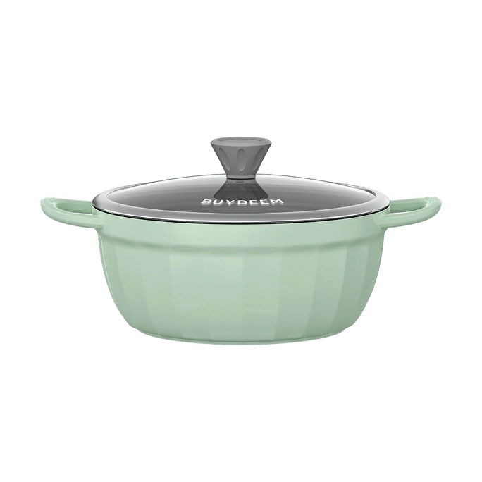 BUYDEEM Cast Aluminum Non-Stick Stockpot 4.7QT, 26cm, Cozy Greenish