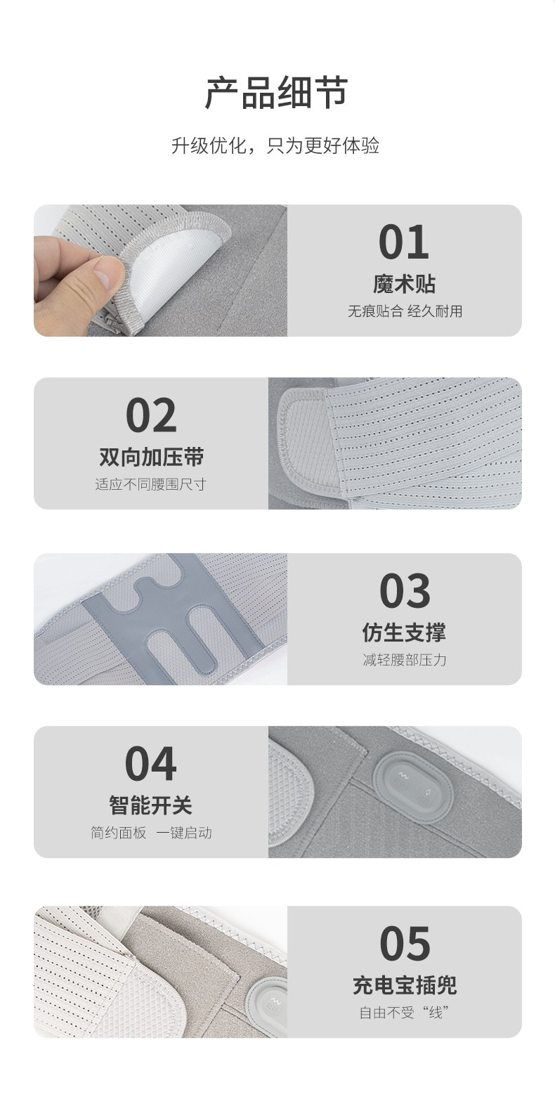 【中国直邮】 妙界 N3暖宫护腰带热敷按摩保暖艾草加热充电腰围腰托多功能暖腰带  粉白色一个装