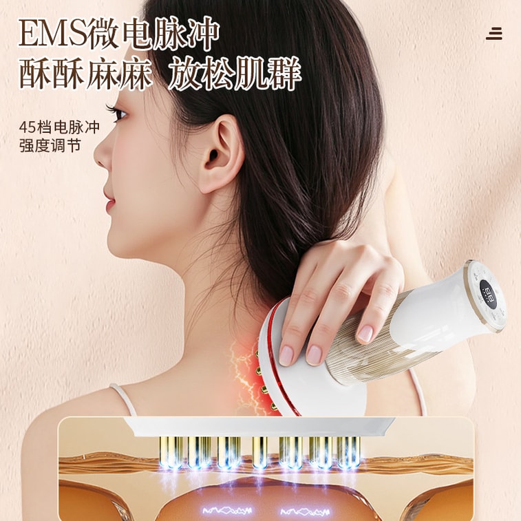 【中国直送】Tuoge 45段階防水真鍮製電動経絡ブラシ、全身マッサージャー、家庭用腹部マッサージャー、1セット 4